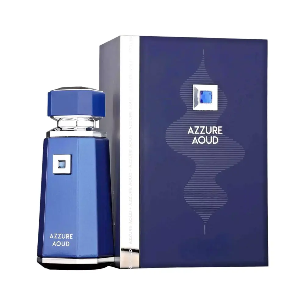 Unisex Fragrance World Azzure Aoud Eau de Parfum Spray - Creamy Sweet Musky, Floral Scents Perfume with Bold Oud Heart, French Long Lasting Fragrance, 3.4 Oz (100ml)