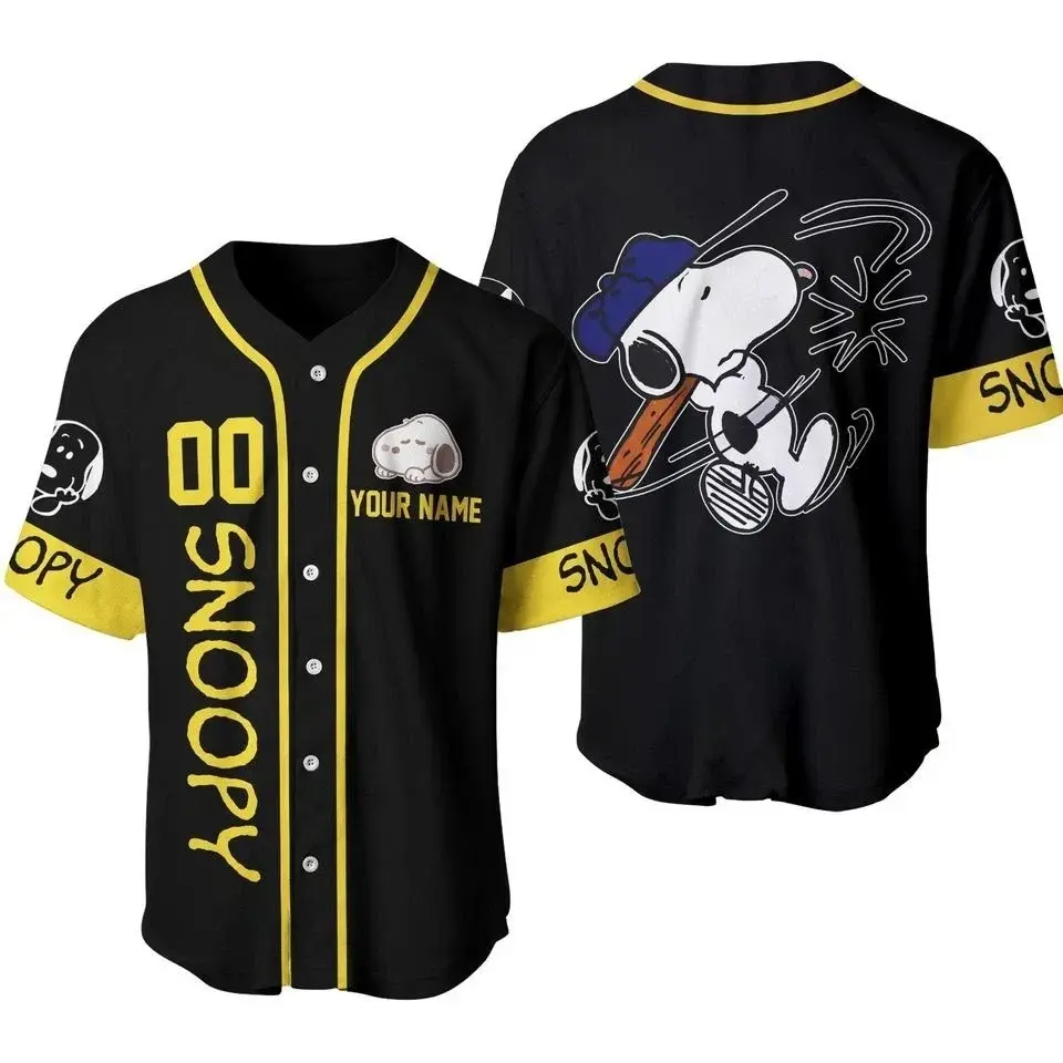Custom Snoopy Baseball Jersey Personalized Family Matching Sports Shirt, Snoopy Inspired Baseball Jersey Personalized Gift For Him And Her