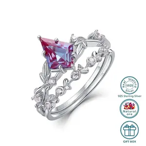 7*10mm Women's Alexandrite Color-Changing Ring, S925 Silver Hypoallergenic Double-Layer Stackable Design, Personalized Exquisite Gift for Birthdays, Holidays, Anniversaries, and Weddings