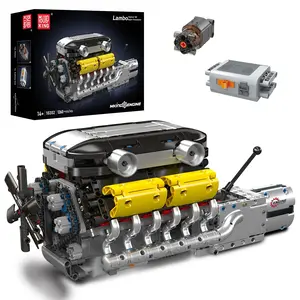 Mould King 10202 V12 Engine Model kit That Runs - Build Your Own STEM V8 Model Engine for Adults, 12-Cylinder Car Engine, Shiftable Gear Operation, Mechanic Engineering Construction Set (1260 PCS)