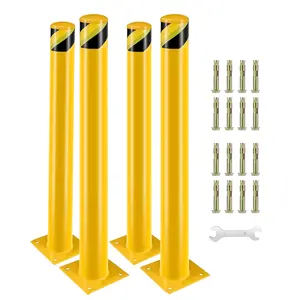 GARVEE Steel Safety Bollards 42Inch High Bollard Post In Ground Removable Barrier Posts With 16 Bolts Outdoor Traffic Barrier for Crowd Control Area|4.5Inch Diameter 4pcs