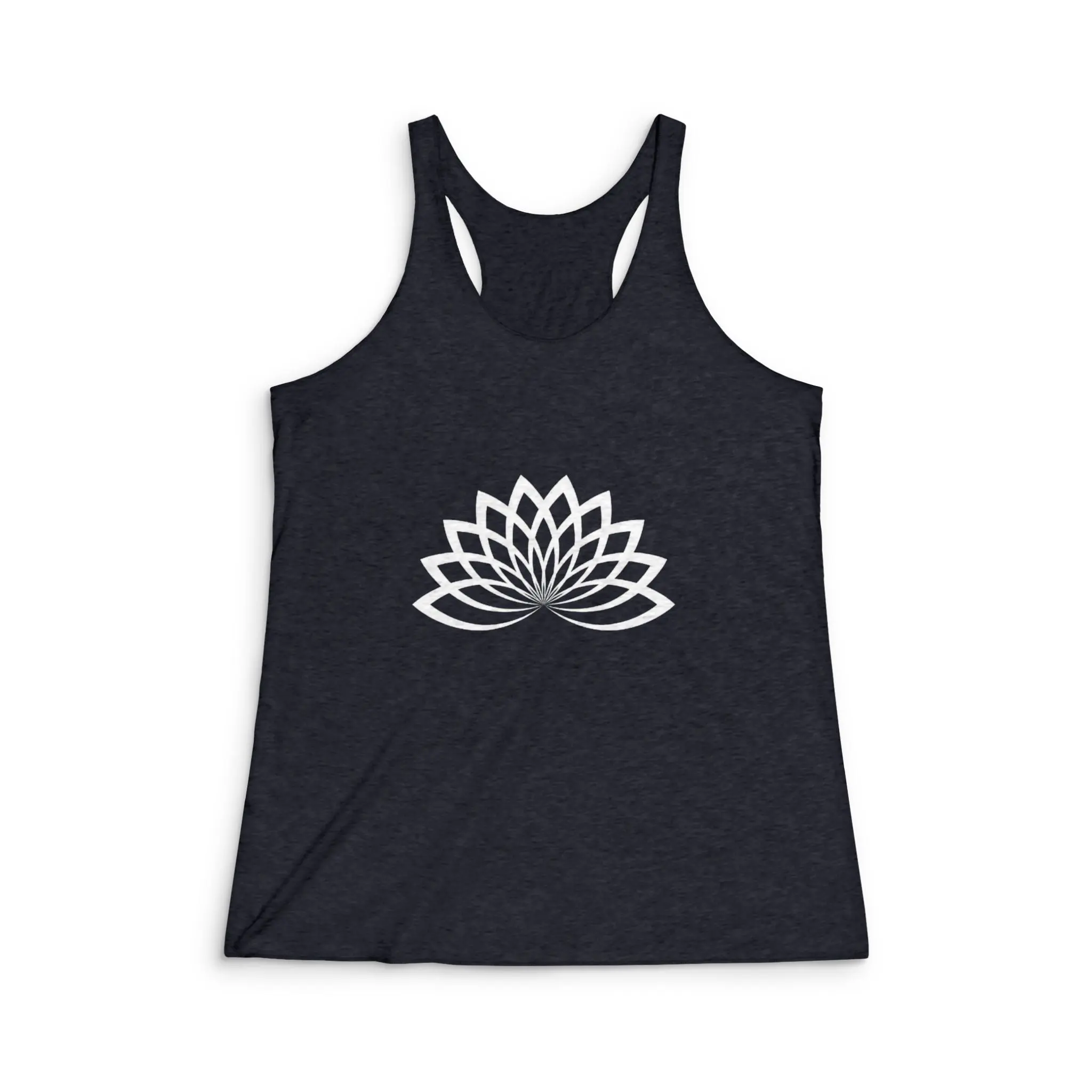 Lotus Flower Women’s Tri-Blend Racerback Tank - Comfortable and Stylish Activewear for Fitness Enthusiasts