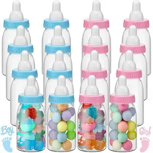 16 Pack Candy Bottles for Baby Shower 4 Inch Mini Baby Bottle Gender Reveal Party Favors for Guests Blue Pink Candy Bottles for Boy Girl Twins Birthday Party Supplies
