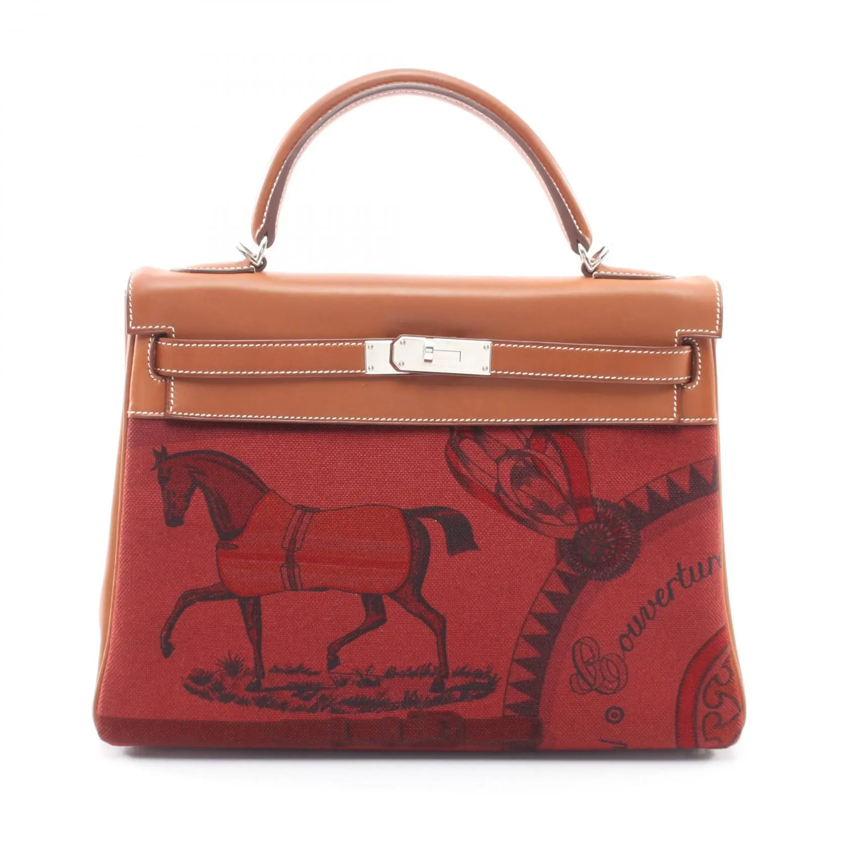 Pre-owned HERMÈS Calfskin Shoulder Bags Hermes Kelly32 Toile H Vache Naturelle