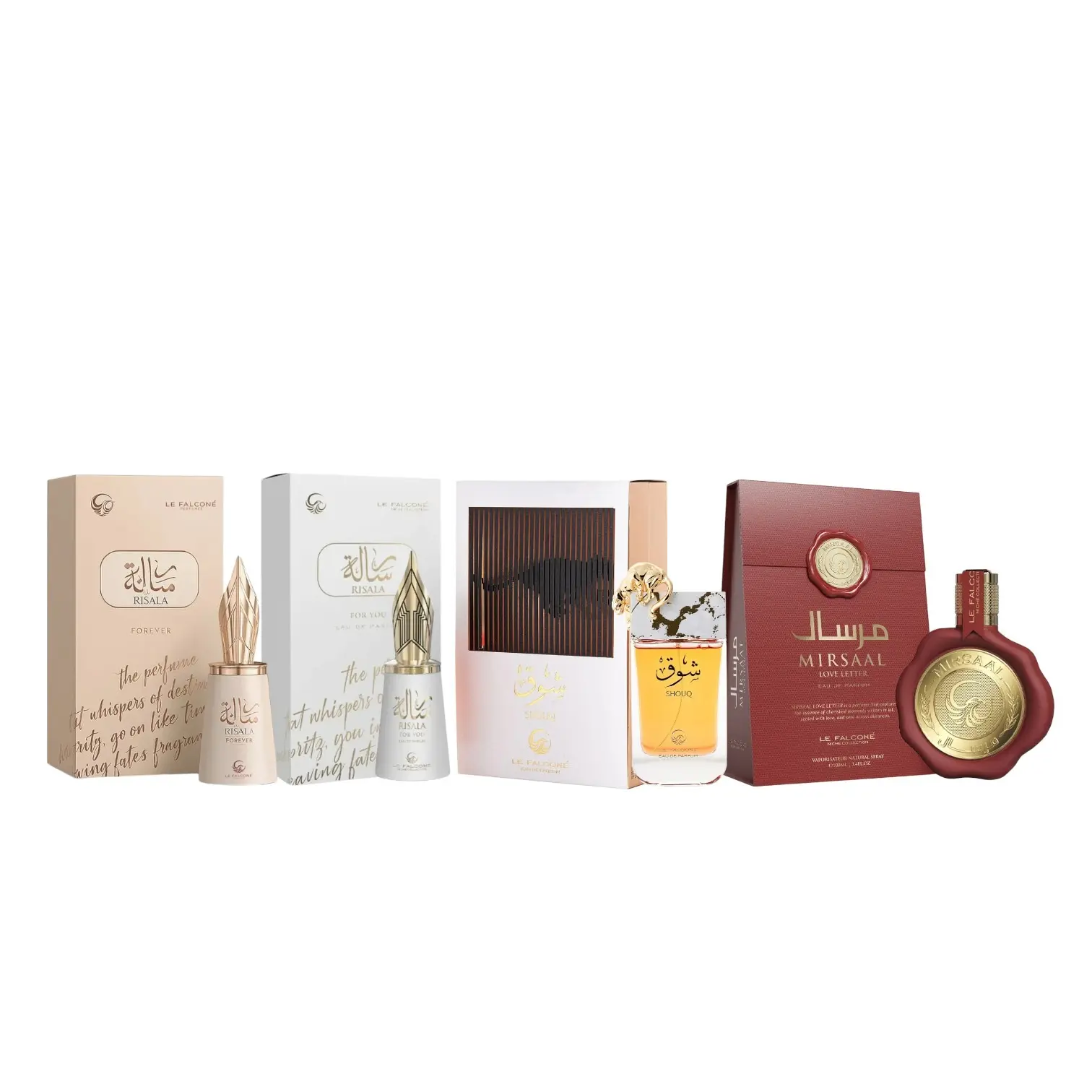 Le Falcone | Forever + For You + Shouq + Love Letter | Eau De Parfum | Unisex Fragrance | 100 ML | Citrus - Sweet & Spicy Notes