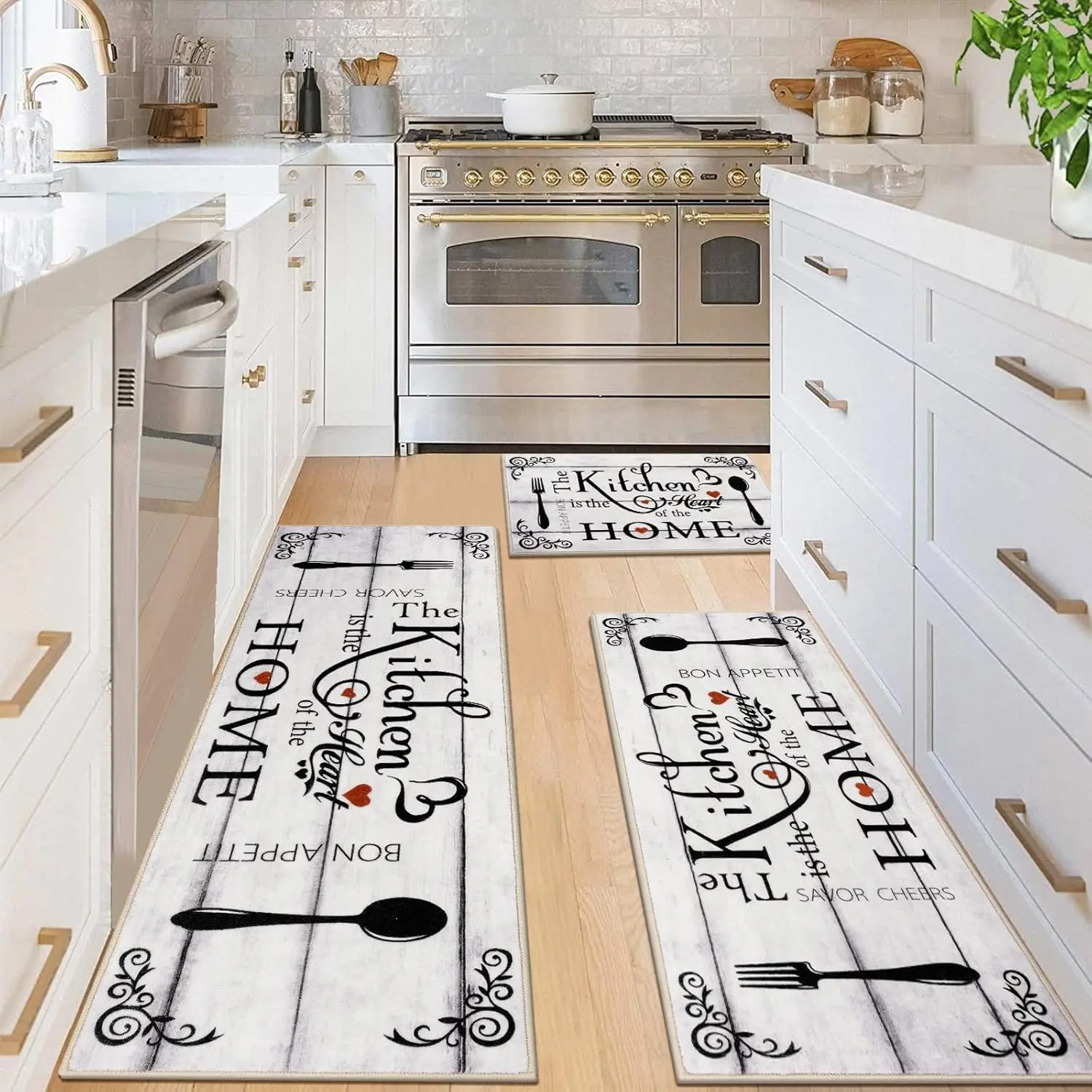 Boho Kitchen Rug Sets 3 Pieces, Washable Kitchen Mats for Floor, Non Slip Soft Kitchen Area Rug Floor Mat for Kitchen, Laundry Room and Hallway