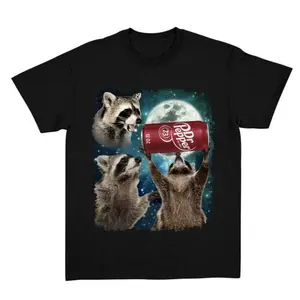 Three Raccoons Pepper Graphic Unisex T-shirts, Funny Meme Genz Dank Raccoons, Raccoon Lovers, Top Menswear Womenswear Streetwear Tee Cotton Fabric
