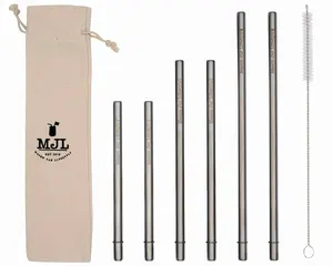 Combo 6 Pack Safer Rounded End Stainless Steel Straws for Mason Jars