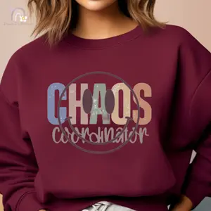 CHAOS COORDINATOR Maroon Unisex Crewneck Sweatshirt Casual Comfortable Womenswear Sweaters