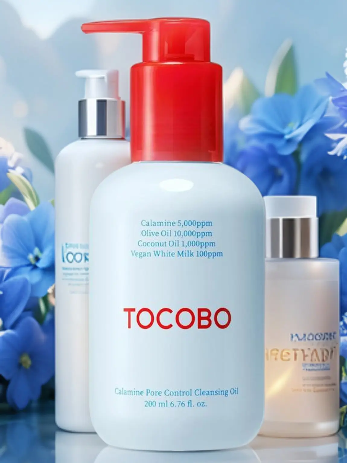 TOCOBO Korean Calamine Powder Pore Control Cleansing Oil - Vegan Milky Makeup Remover, Hydrating Lightweight Plant-Based Cruelty-Free Olive Coconut Cleanser for Dry Acne-Prone Youth Skin (200ml)