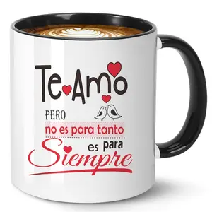 Couple Breakfast Mug Valentine Day Gift Spanish Love Ceramic Coffee Tea Cup Mother Day Present Romantic Anniversary Gift Idea Funny Dad Mug