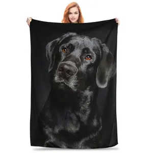 Black Labrador Dog Fleece Flannel Throw Blanket, a lightweight plush blanket for couches, beds, sofas, and cars all season.