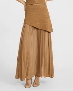 Express Mixed Media Sheer Chiffon Sweater Midi Skirt