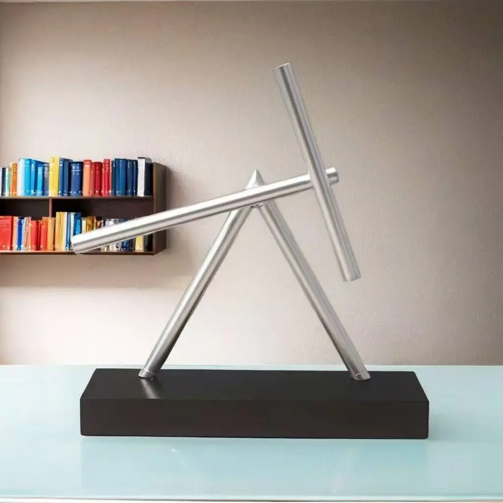 Housewarming gift; Holiday wedding gift; Gift for someone — Kinetic sculpture, desktop perpetual motion machine, anti-gravity perpetual motion desktop toy, silent metal kinetic desktop toy, swinging office home gift