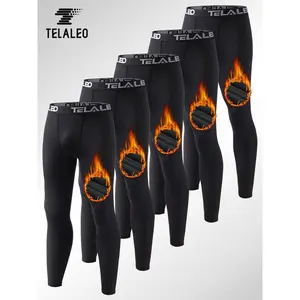TELALEO FallFreshness 5 Pack Men's Thermal Compression Pants Fleece Lined Sports Tights Athletic Leggings Cold Weather Baselayer Winter Gear Polyester Material - Menswear