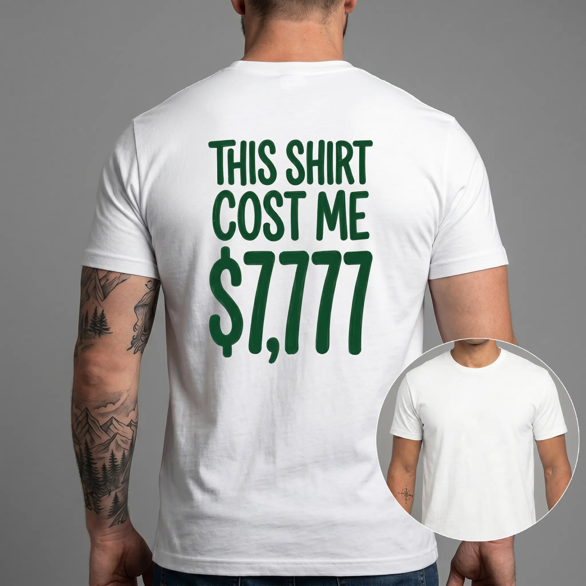 Funny Back-Print T-Shirt Outfits - 2 Styles $6900 & $7777 Stock Market Meme Streetwear, Casual Short-Sleeve Graphic Top for Traders, Office Wear, Humorous Investor Gift