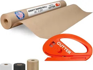 IDL Packaging Brown Paper Roll 24" x 1200" (100 feet) with Cutter - USA-Made Wrapping Kraft Paper for Packing, Moving, Shipping & Crafts/Arts - 100% Recyclable Natural Craft Material