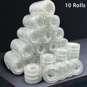 10 Rolls of Super Strong Transparent Self Adhesive Tape, 0.8cm Wide, Long Lasting Bond, Ideal for Gift Wrapping, Moving, Office, Crafts, Home, Warehouse, Mailing