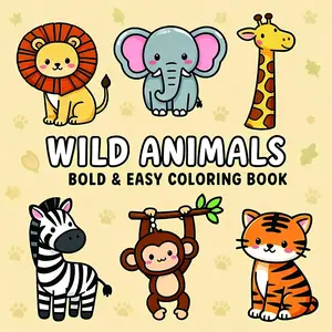 Cute Coloring Book for Kids and Adults, Fun Wildlife Theme, Simple Lines, Relaxing Activity, Perfect for Parent-Child Interaction, Wildlife Coloring Pages