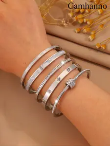 Stainless Steel Elegant Bangle Bracelet Set, Luxurious Classic Design, Perfect for Vacations, Festivals & Parties, Ideal Gift Item, Fashionable Bangle, Stainless Steel Bracelets