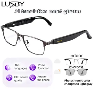 High-End AI Semi-Rimless Smart Glasses  164-Language Real-Time Translation | Open-Ear HD Audio, Bluetooth Calls & Music | Stylish Photochromic Lenses | Hands-Free, Lightweight & Comfortable for Daily Wear, Travel & Commuting | Easter gift