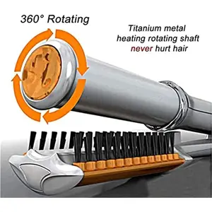 2 In 1  Curler Straighter Rotating Iron For  Curling And Straighting, Professional Brush Styler Irons Hairdressing Tool With Adjustable (Blush) (A1) Fathersdaygift Smooth Hair Straightener