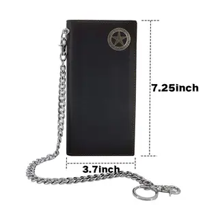 Men's RFID Blocking Motorcycle Wallet - Vintage Leather Long Wallet with Chain  Western Style Rocker Design for Bikers