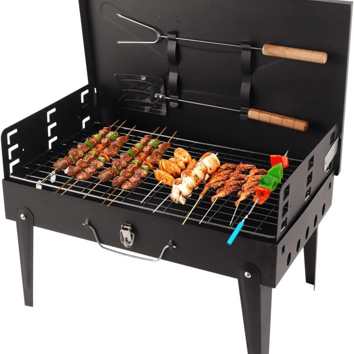 Portable Charcoal Grill, Compact Barbecue with Adjustable Height for Outdoor Camping, Picnics, and Tailgating
