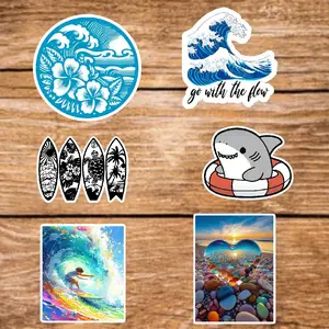 Beach Life (6 Sticker Set) 3in, Waterproof, Glossy Finish Vinyl, Unique Design for Decor & Personalization - Perfect for DIY Projects & Gifts