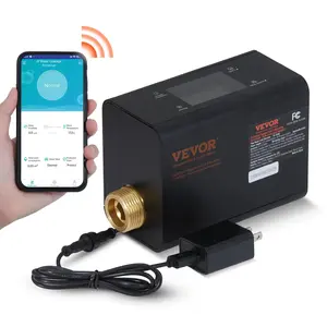 VEVOR Smart Water Monitor and Automatic Shutoff Detector, Home Water Leak Detector for 1-Inch or 3/4-Inch Diameter Pipe with 2.0-4000 L/H Measure Range, with App Alerts