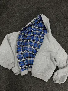Winter Casual Plaid Print Hoodie Women'S Warm Zip-Up Double-Sided Wear Sweatshirt Female Fashion Trendy Loose Hooded 2025 New NONE