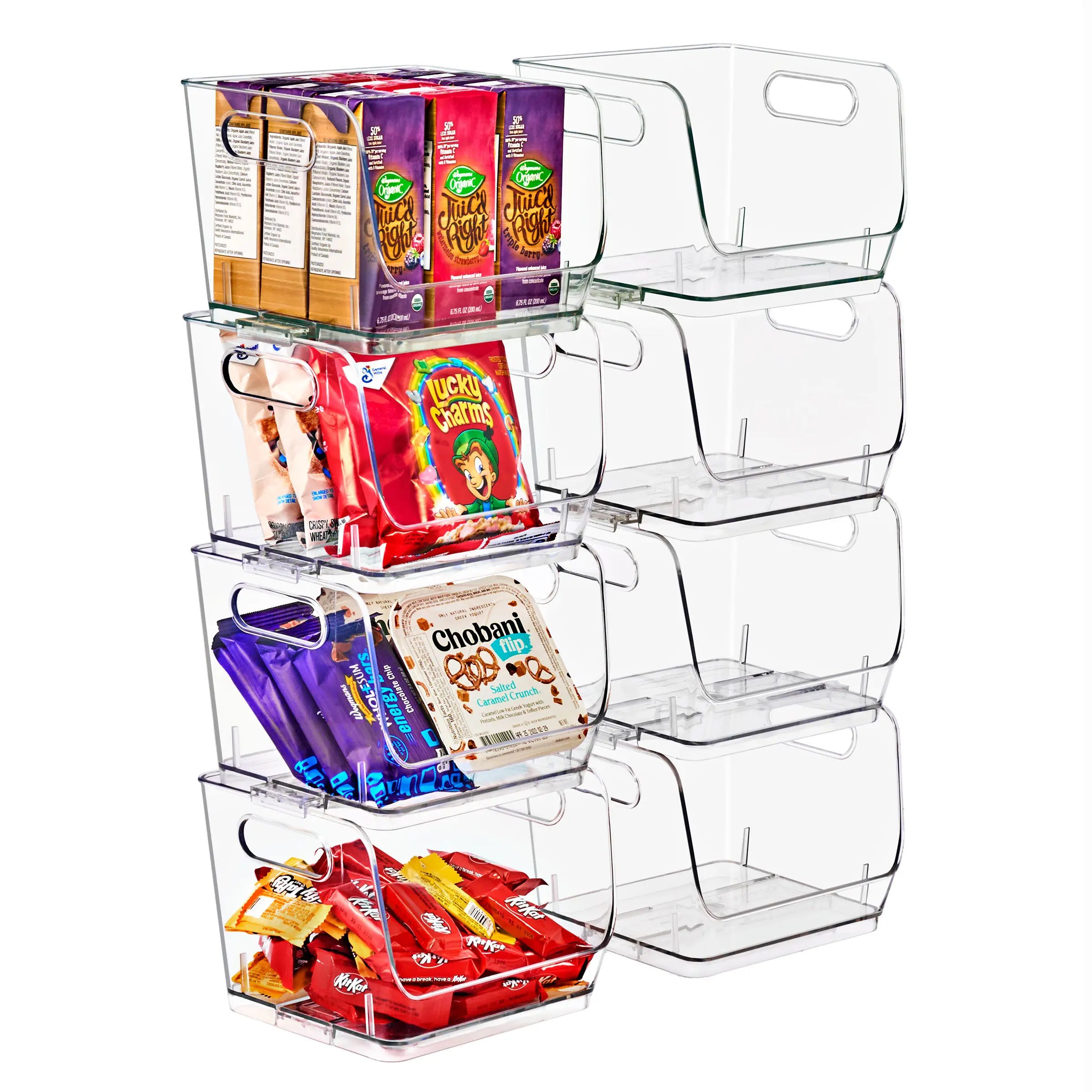 Sorbus Stackable Storage Bins Open Front, Clear Stackable Storage Bins, Pantry Bins for Storage and Organization, Acrylic Stackable Bins for Kitchen, Clear Pantry Organizer Bins (Square)