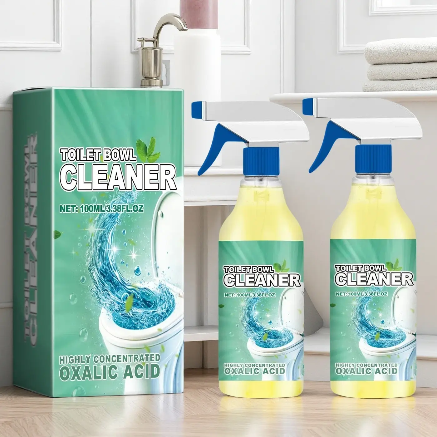 TrueRelief Scented Expanding Foam Toilet Cleaning Spray, 100ml Oxalic Acid Liquid Household Bathroom Supply with Brush, Lifts Stains, Eliminates Odors, Cleans Hard-to-Reach Areas, Light Peach Fragrance