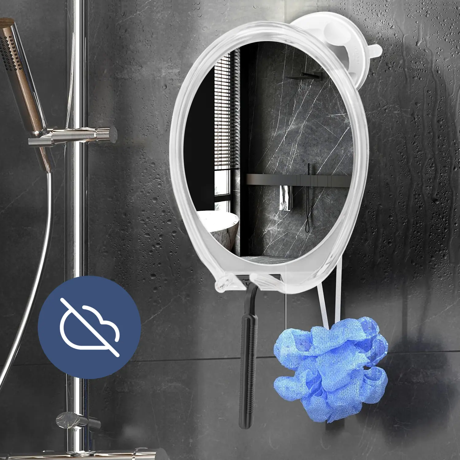Fogless Shower Mirror With Suction, Bathroom Mirror With Holds Razors,  360° Rotatable makeup Mirror For Shower, Bathroom Accessories For Travel, HD Adjustable Bathroom Mirror For Shaving And makeup, Travel Must Haves, Mother's Day Gifts
