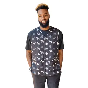 815 - Mens Terrier Print Waterproof Hair Resistant Bleach Resistant Solid Back Vest