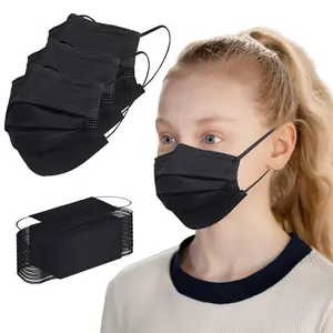 KF5-EMK07     Kids Masks 100 Pcs, Black Face Mask for Kids Boys Girls, Kids Disposable Face Masks