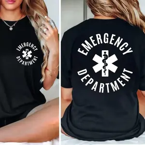 Emergency Department Nurse , Cotton Short Sleeve T- Casual Top Black-Hoodie Black-Sweatshirt funny shirts men