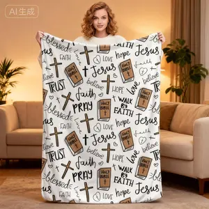 Super Soft Christian Bible Jesus Throw Blanket Premium Fleece Lightweight Cozy Warm Blankets for Bedroom & Living Room Decoration 80x60 Inches dark Cute Cartoon Highland Cow 6 day star Comfortable girlfriend gift lola virgin mary worm