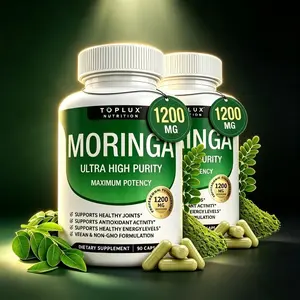 Premium Moringa Capsules 1200mg – Pure Moringa Powder Herbal Supplement for Immune Defense & Gut Comfort, 90 Capsules