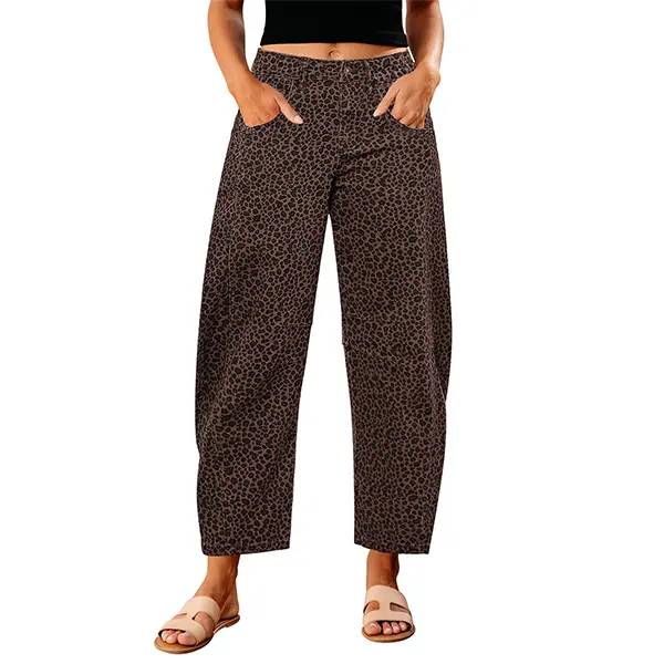 GRAPENT Women's Regular Fit Barrel Denim Pants, High Waist Cropped Streetwear in Stretch Cotton, Lady, Bottom, High Waisted, Cropped Legs, Elastane, Women's Clothes, Casual, All Seasons, Pocket, Casual Fashion Denim, Denim Clothing