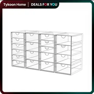 [Deals for You] Clear Acrylic Makeup Organizer - 19-Drawer Vanity Storage Set (4 Pack) for Cosmetics, Palettes & Beauty Supplies