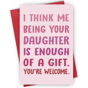 Birthday Card with Envelope, Funny Birthday Gift Card, Greeting Card From Daughter, Thank You Cards with Envelopes, Birthday Gift for Dad Mom, Durable Card, Positive Message Card, Custom Message Card