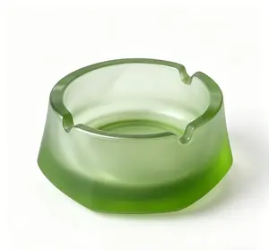 Luxury Matte Frosted Glass Ashtray - Cute Soft Green High-End Niche Design, Home & Office Decor for Smokers