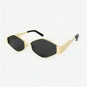 Women'sNew Modern Tinted Lens Sunglasses - Diamond-Shaped Polarized Lenses, Korean-Style Personality Small Metal Frame, Wrap-Around Design for Photo-Taking, Modern Sunglasses,summervibes,summerwins