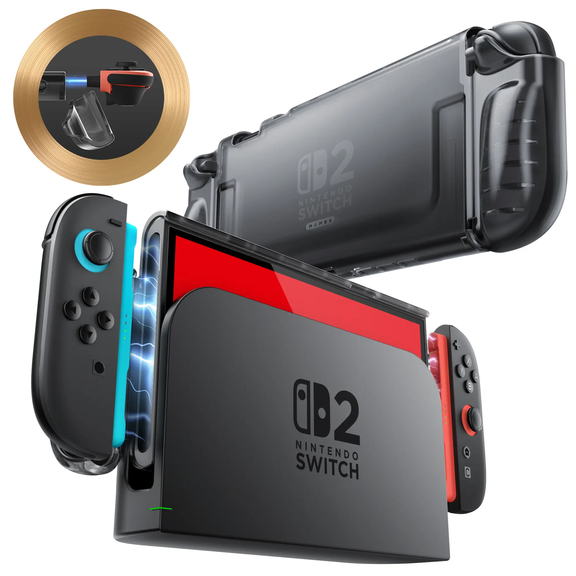 Mumba Clear Case for Nintendo Switch 2 2025, Crystal Protective Clear Cover with Quick-Release Joy-Con Design and TPU Grip Compatible with New Nintendo Switch 2 7.9 Inch Console Portable Gaming Products SSwitch 2 Protection