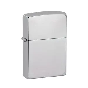 Classic Brushed Chrome Pocket Lighter - Elegant Design, Windproof, Refillable, Multiple Use, Compact & Portable, All Metal Construction