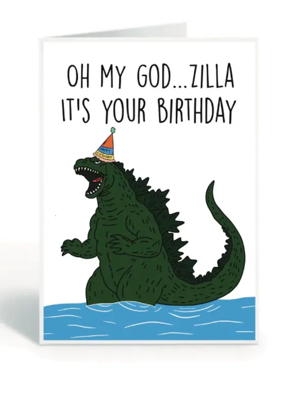 birthday card / greetings card / animal art / dinosaur / Godzilla / handmade card / gift / happy birthday