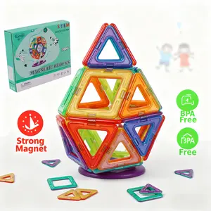 KiddoJoy Toy Magnetic Building Tiles Set for Kids, STEM Educational Construction Toy with Strong Magnets, Colorful Magnetic Blocks for Creative Play, Ages 3+