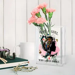 Transparent Book-Shaped Acrylic Vase, Clear Acrylic Vase, Reading-Themed Decor, Ideal for Book Lovers as Birthday/Holiday Gift, Adds Charm to Home, Durable & Stylish, Perfect for Floral Arrangements, Room Decor, Table Decor