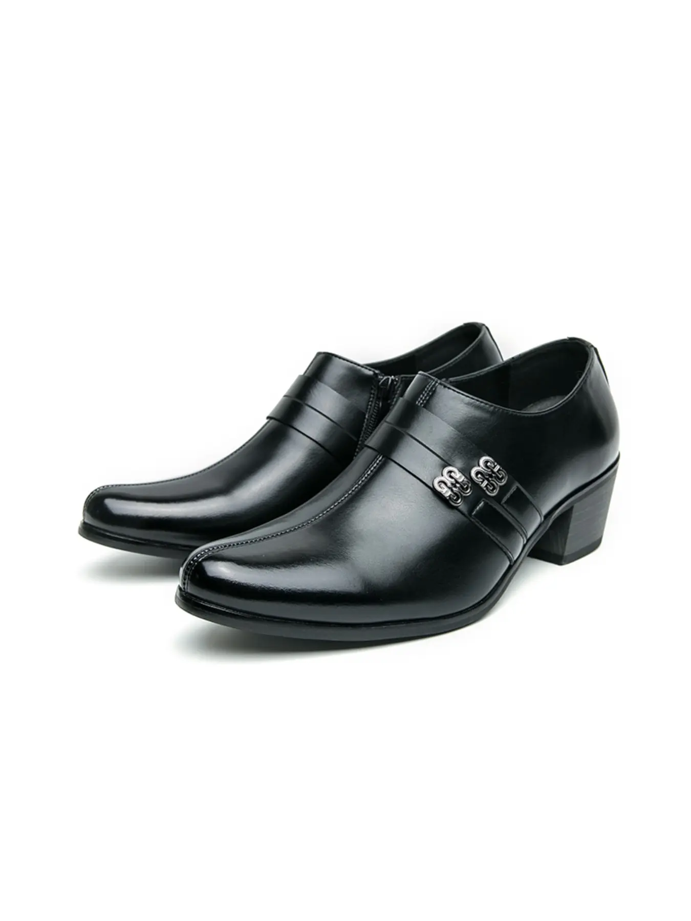 1 Pair of Men Shoes Men Loafers PU High Heels Pointed Business Casual Men Shoes Business Style Shoes